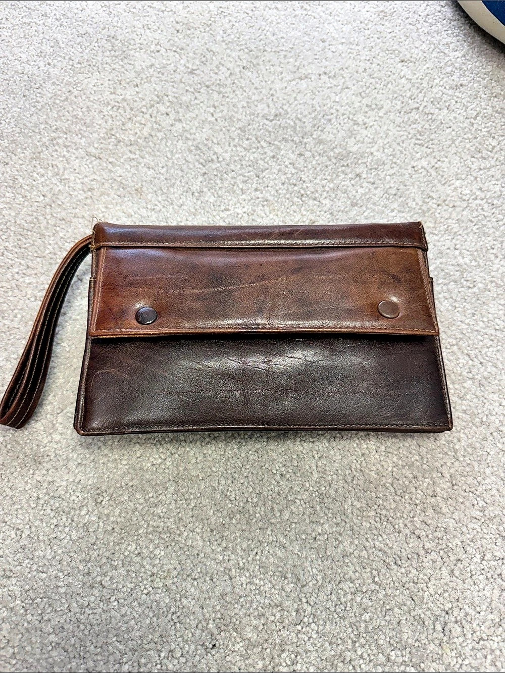 Vintage Leather Wristlet in Brown